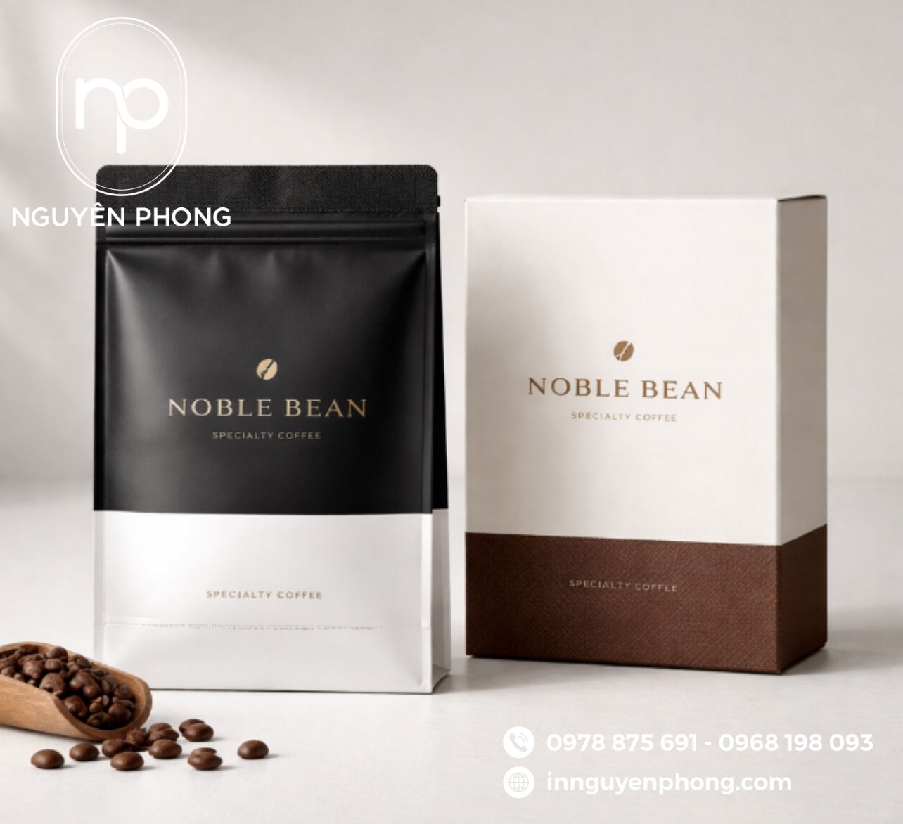 Mẫu in hộp đựng cà phê tối giản 